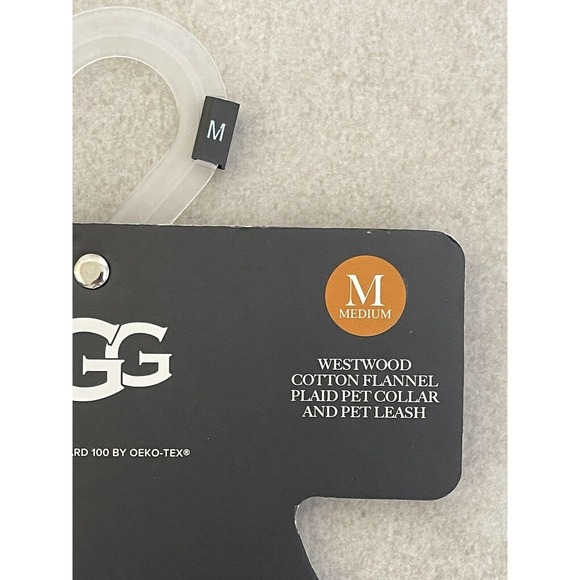 UGG Westwood Medium 2 Piece Dog Collar and Leash Set Grey Plaid Flannel Cotton - Picture 9 of 11